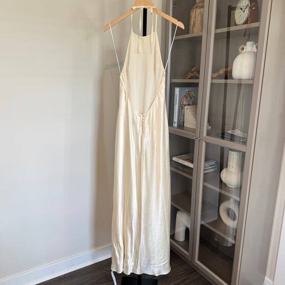 Reformation Jeany Silk Maxi Dress NEW Ivory Fior Di Latte Satin Halter Gown S - Picture 3 of 7